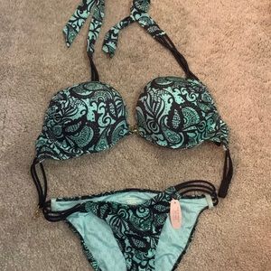 Victoria secret bombshell bikini set in lace blue